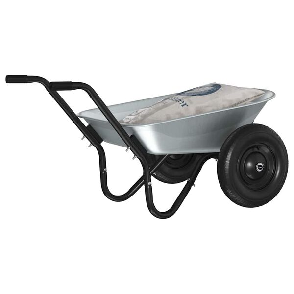 vidaXL Schubkarre Silber und Schwarz 124 x 73 x 65 cm Stahl