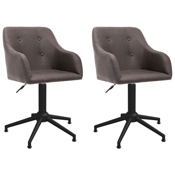 vidaXL Esszimmerst&uuml;hle 2 Stk. Drehbar Taupe Stoff