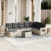 vidaXL 9-tlg. Garten-Sofagarnitur mit Kissen Hellgrau Poly Rattan