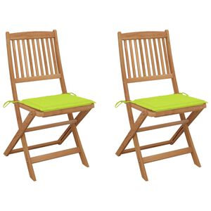 vidaXL Klappbare Gartenst&uuml;hle 2 Stk. mit Kissen Massivholz Akazie