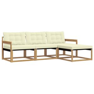 vidaXL Outdoor-Sofagarnitur 4 Stk. Wei&szlig; und Creme