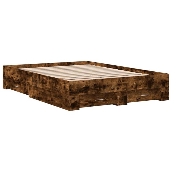 vidaXL Bettgestell mit Schubladen R&auml;uchereiche 120x200cm Holzwerkstoff