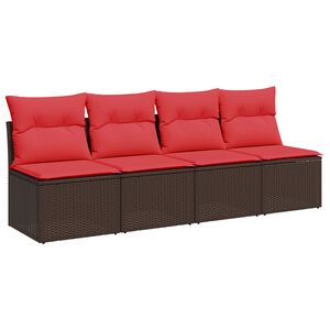 vidaXL Garten-Sofa mit Kissen Braun 220 x 62 x 69 cm Poly-Rattan