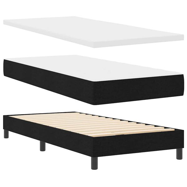 vidaXL Boxspringbett mit Matratze Schwarz 200 x 100 cm Polyester