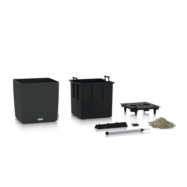 LECHUZA Pflanzgef&auml;&szlig; CUBE Cottage 40 ALL-IN-ONE Granitgrau