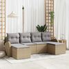 vidaXL Gartensofa-set mit Kissen 6 pcs Beige Poly Rattan