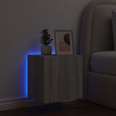vidaXL TV-Wandschrank mit LED-Leuchten Grau Sonoma 40,5x35x40 cm