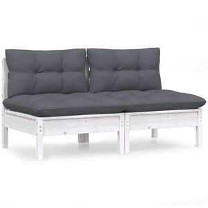 vidaXL 2-Sitzer-Gartensofa mit Anthrazit Kissen Massivholz Kiefer