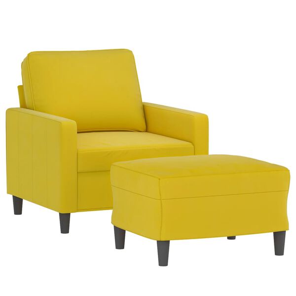 vidaXL Sessel mit Hocker Gelb 60 cm Samt