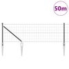 vidaXL Zaun mit Pfosten Grau 0,6 x 50 m Stahl und PVC