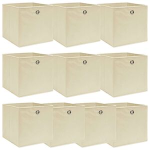 vidaXL Aufbewahrungsboxen 10 Stk. Creme 32x32x32 cm Stoff