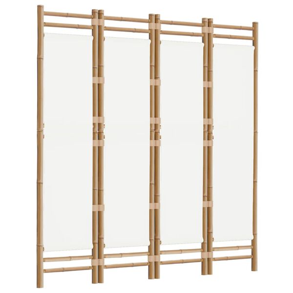 vidaXL 4-tlg. Paravent Faltbar 160 cm Bambus und Canvas