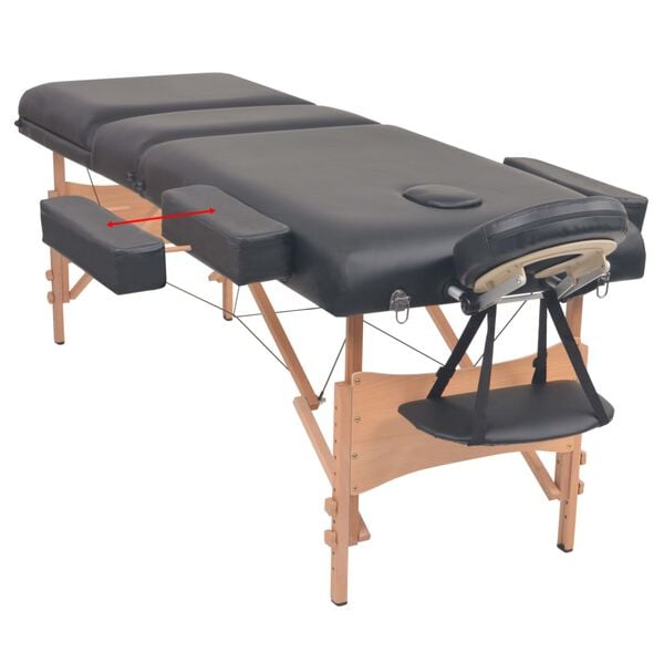 vidaXL Massageliege 3-Zonen mit Hocker Klappbar 10 cm Sitz Schwarz