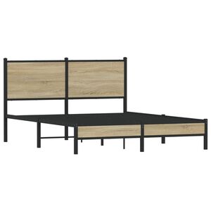 vidaXL Metallbett ohne Matratze Sonoma-Eiche 137x190 cm