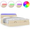 vidaXL Ottoman-Bett mit Matratzen & LEDs Creme 200x200 cm Stoff