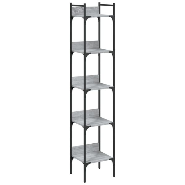 vidaXL B&uuml;cherregal 5 B&ouml;den Grau Sonoma 35x30x174 cm Holzwerkstoff