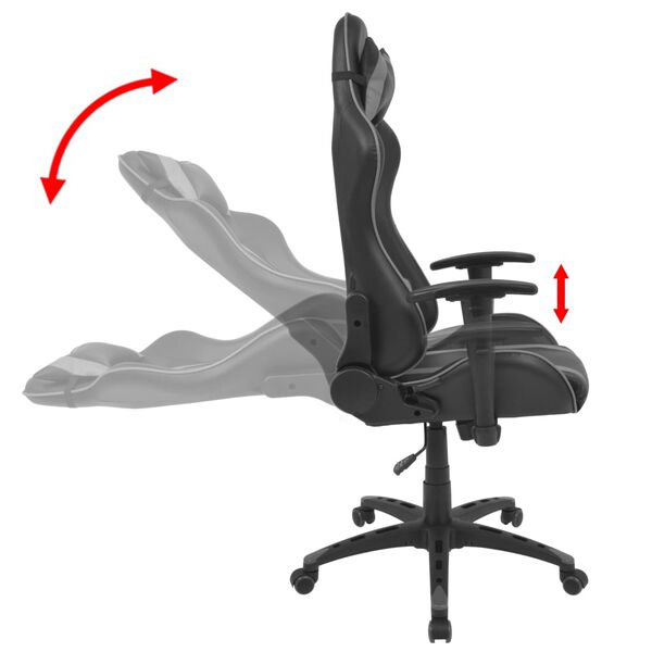 vidaXL Neigbarer Racing-B&uuml;rostuhl Kunstleder Grau