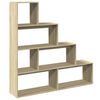 vidaXL Raumteiler-B&uuml;cherregal 4 Stufen Sonoma-Eiche 143,5x29x143,5 cm