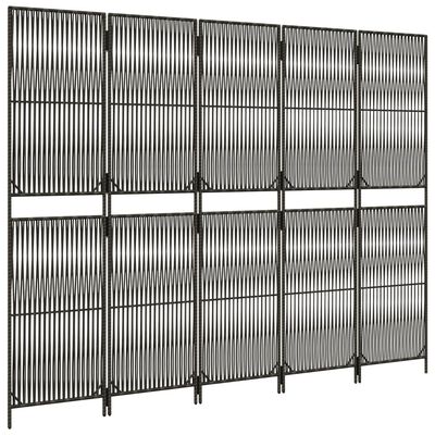 vidaXL Paravent 5-tlg. Grau Poly Rattan