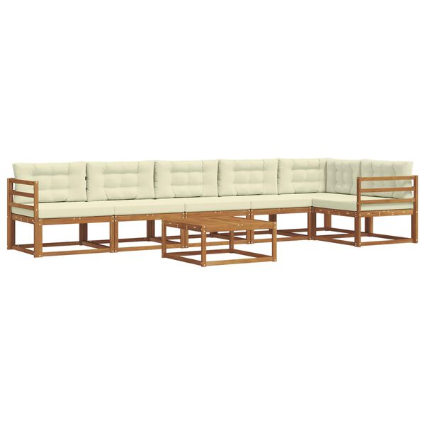 vidaXL Outdoor-Sofagarnitur mit Kissen 7 pcs Natur und Creme