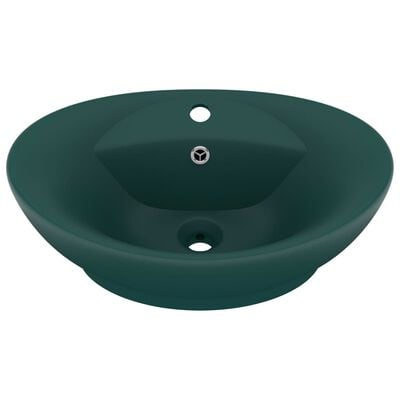 vidaXL Luxus-Waschbecken Überlauf Matt Dunkelgrün 58,5x39cm Keramik