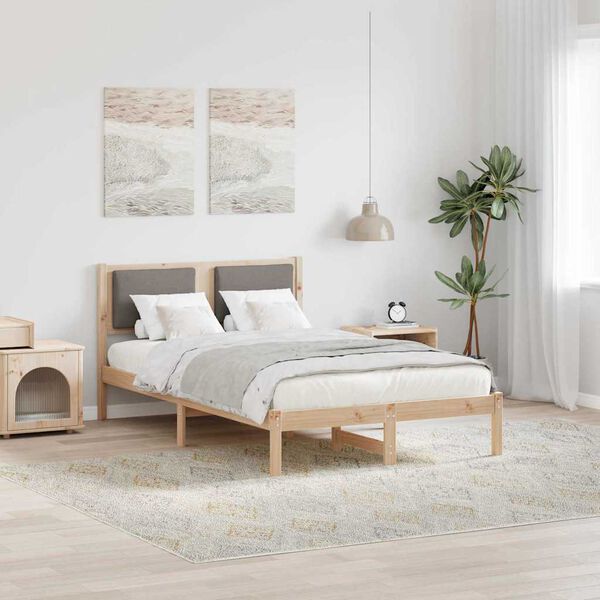 vidaXL Bettrahmen mit Kopfteil Taupe 120 x 190 cm Massives Kiefernholz
