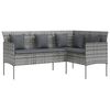 vidaXL Sofa in L-Form mit Kissen Poly Rattan Grau