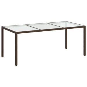 vidaXL Gartentisch Braun 190x90x75 cm Geh&auml;rtetes Glas und Poly Rattan
