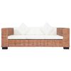 vidaXL 3-tlg. Sofagarnitur mit Auflagen Natur Rattan