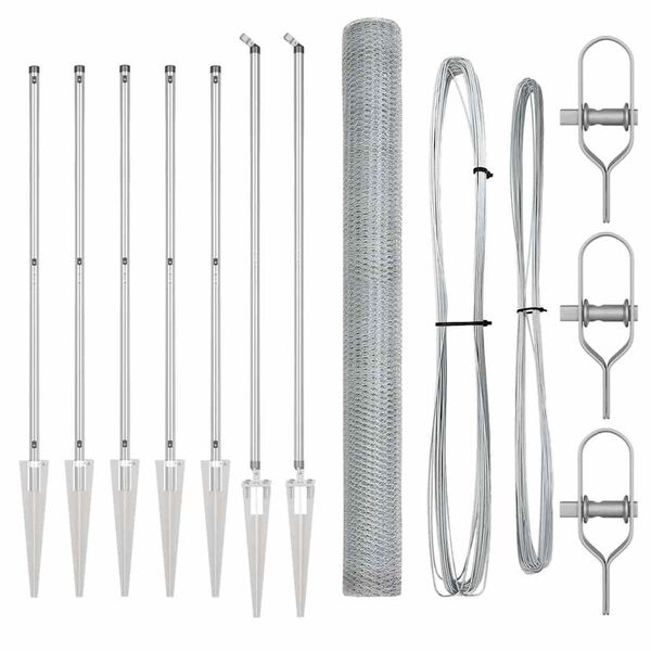 vidaXL Zaunpfosten Silber 10 x 1,6 m (13 mm Netz) Stahl