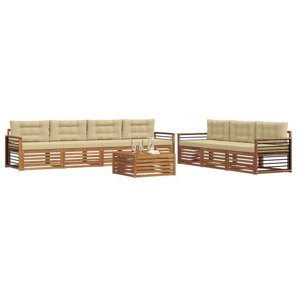 vidaXL Outdoor-Sofagarnitur mit Kissen 8 pcs Natur und Beige