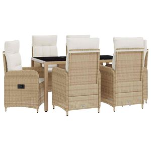 vidaXL Outdoortisch-Set mit Kissen 7 pcs Beige und Cremewei&szlig;