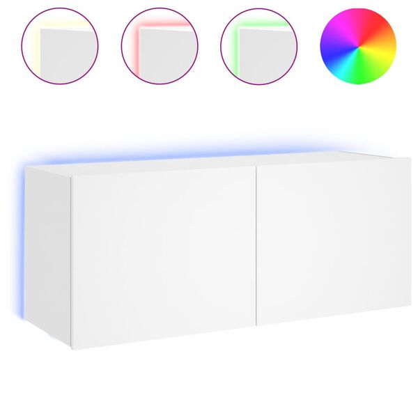 vidaXL TV-Wandschrank mit LED-Leuchten Wei&szlig; 100x35x41 cm