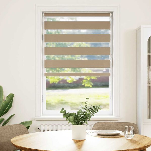 vidaXL Doppelrollo Sandbraun 85x150 cm Stoffbreite 80,9 cm Polyester