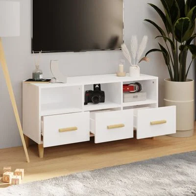 vidaXL TV-Schrank Hochglanz-Weiß 102x36x50 cm Holzwerkstoff