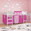 vidaXL Kinder Loft Bettgestell mit Vorh&auml;ngen Wei&szlig; und Rosa