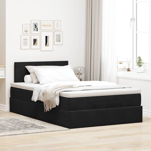 vidaXL Ottoman-Bett mit Matratze Schwarz 120x190 cm Samt