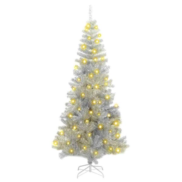 vidaXL Weihnachtsbaum mit 300 LEDs mit St&auml;nder Silber 180 cm PET