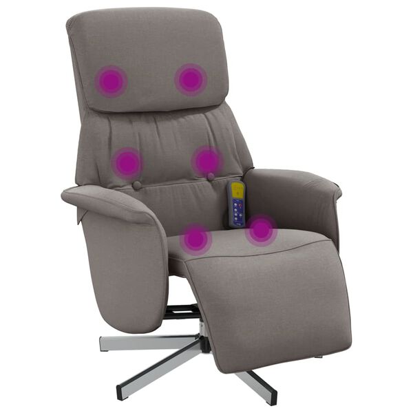 vidaXL Massagesessel mit Fu&szlig;teil Taupe Stoff