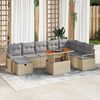 vidaXL Garten-Sofa-Set mit Kissen mit Speicher 9 pcs Beige Poly Rattan