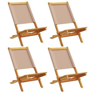 vidaXL Gartenstühle 4 Stk. Klappbar Taupe Stoff und Massivholz