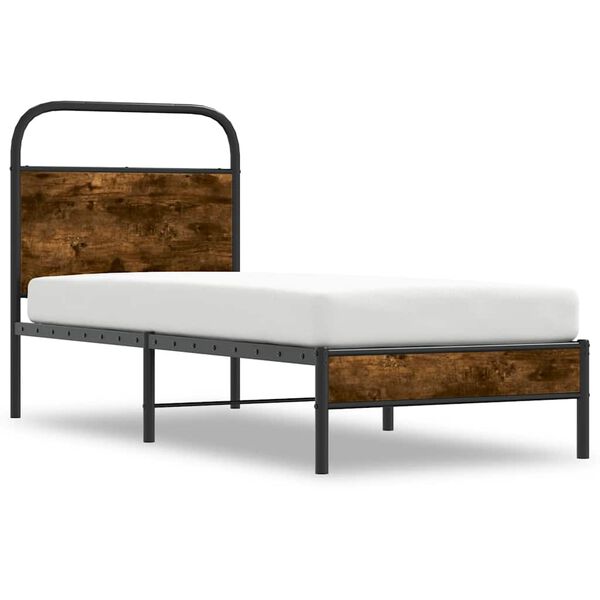 vidaXL Bettgestell ohne Matratze 80x200 cm R&auml;uchereiche Holzwerkstoff