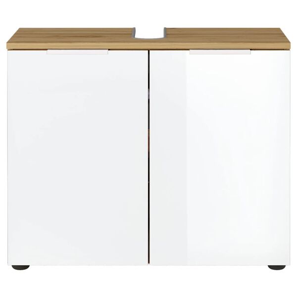 Germania Waschbeckenschrank GW-Avino 34x70x58 cm Wei&szlig; & Navarra-Eiche