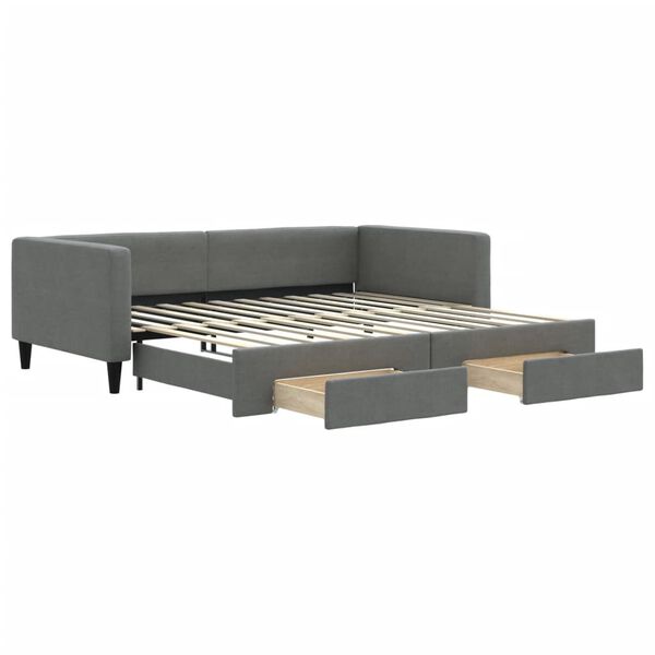 vidaXL Tagesbett Ausziehbar mit Schubladen Dunkelgrau 100x200 cm Stoff