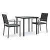 vidaXL 3-tlg. Garten-Essgruppe mit Kissen Poly Rattan und Stahl