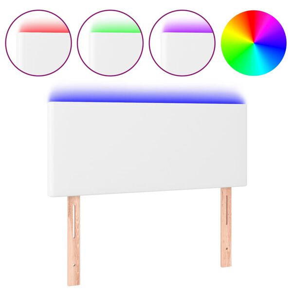 vidaXL LED Kopfteil Wei&szlig; 100x5x78/88 cm Kunstleder