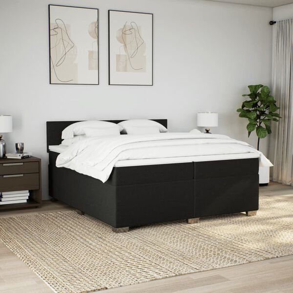 vidaXL Boxspringbett mit Matratze Schwarz 200x200 cm Stoff