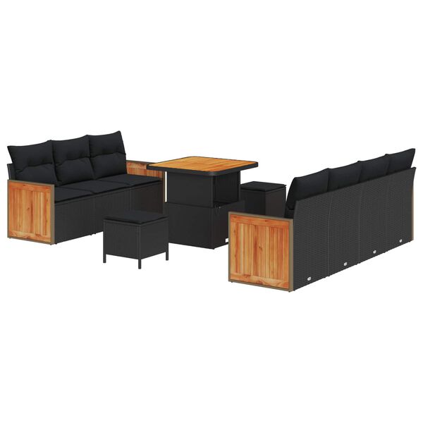 vidaXL Garten-Sofa-Set 10 pcs Schwarz und Braun 80 x 80 x 71 cm