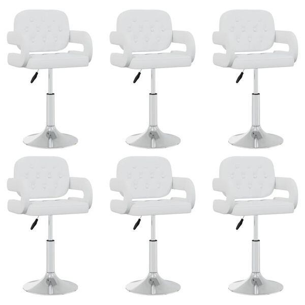 vidaXL Esszimmerstühle 6 Stk. Drehbar Weiß Kunstleder