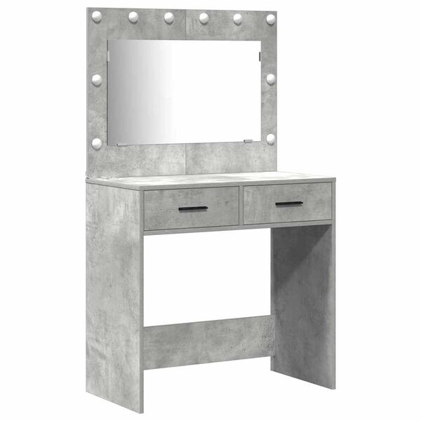 vidaXL Schminktisch mit Spiegelbeleuchtung 2 pcs Grau Holzwerkstoff